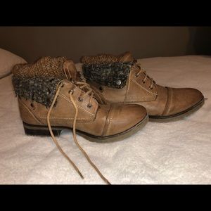 Brown Reverse Built in boot sock heeled booties